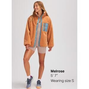 basin + range orange blue sherpa jacket